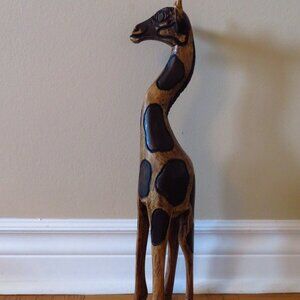 Vintage Hand Carved Wooden Giraffe Figurine Kenya Safari Decor animal wood